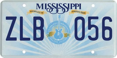 MS license plate ZLB056