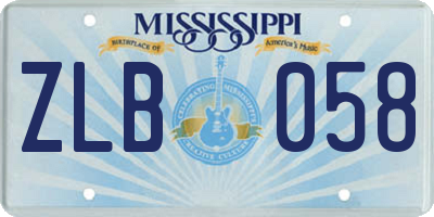 MS license plate ZLB058