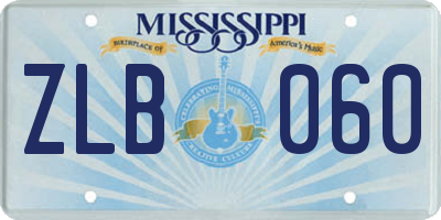 MS license plate ZLB060