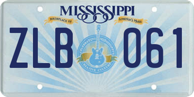 MS license plate ZLB061