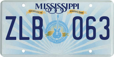 MS license plate ZLB063