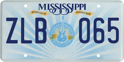 MS license plate ZLB065