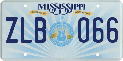 MS license plate ZLB066