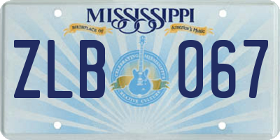 MS license plate ZLB067