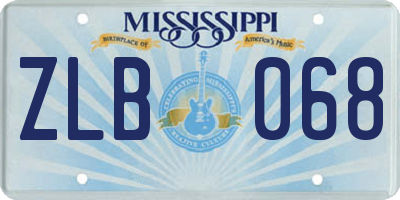 MS license plate ZLB068
