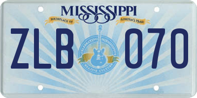 MS license plate ZLB070