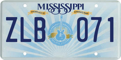 MS license plate ZLB071
