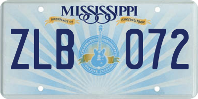 MS license plate ZLB072