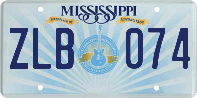 MS license plate ZLB074