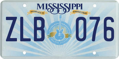 MS license plate ZLB076