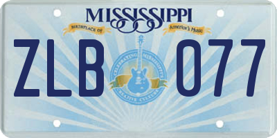 MS license plate ZLB077