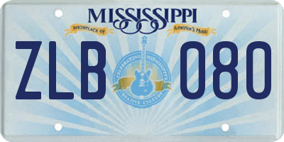 MS license plate ZLB080