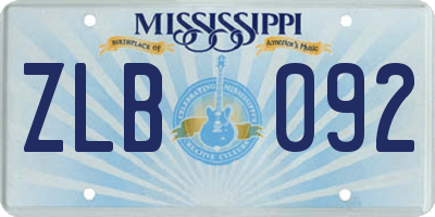MS license plate ZLB092