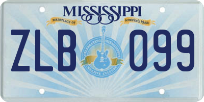 MS license plate ZLB099