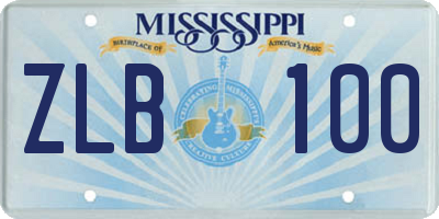 MS license plate ZLB100