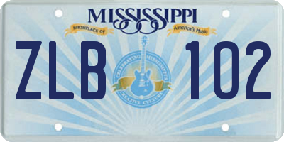 MS license plate ZLB102