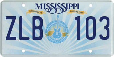 MS license plate ZLB103
