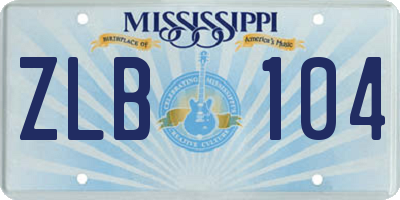 MS license plate ZLB104