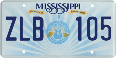 MS license plate ZLB105