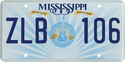 MS license plate ZLB106