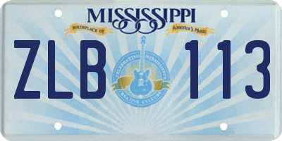 MS license plate ZLB113