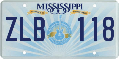 MS license plate ZLB118