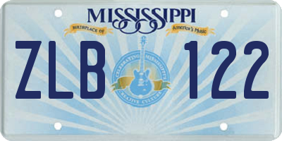 MS license plate ZLB122