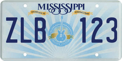 MS license plate ZLB123
