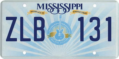 MS license plate ZLB131