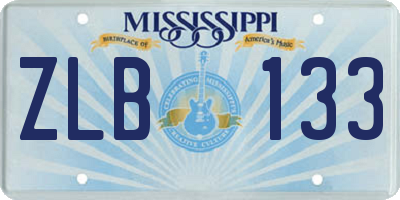 MS license plate ZLB133