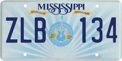 MS license plate ZLB134