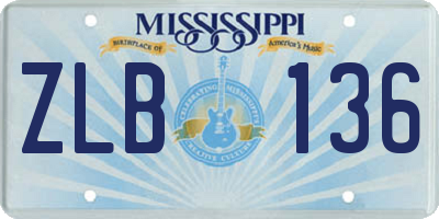 MS license plate ZLB136