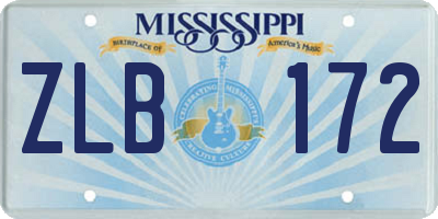 MS license plate ZLB172