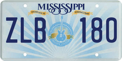 MS license plate ZLB180