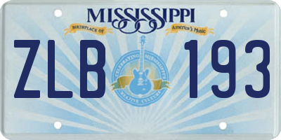 MS license plate ZLB193