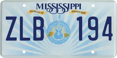 MS license plate ZLB194