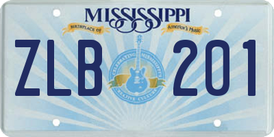 MS license plate ZLB201