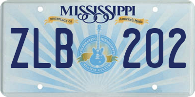 MS license plate ZLB202