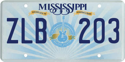 MS license plate ZLB203