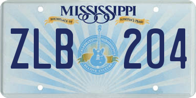 MS license plate ZLB204