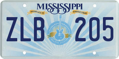 MS license plate ZLB205