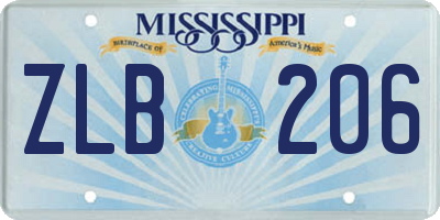 MS license plate ZLB206