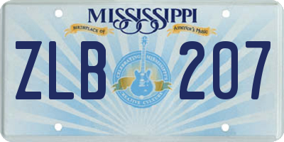 MS license plate ZLB207