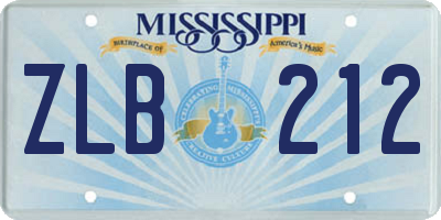 MS license plate ZLB212