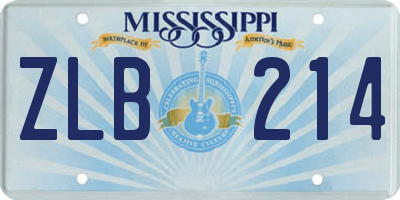 MS license plate ZLB214