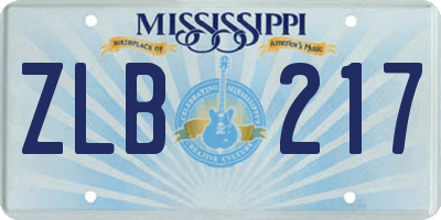 MS license plate ZLB217