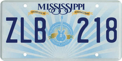 MS license plate ZLB218