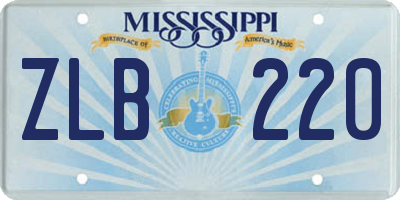 MS license plate ZLB220