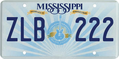 MS license plate ZLB222