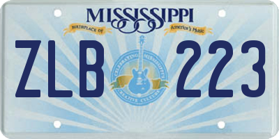 MS license plate ZLB223